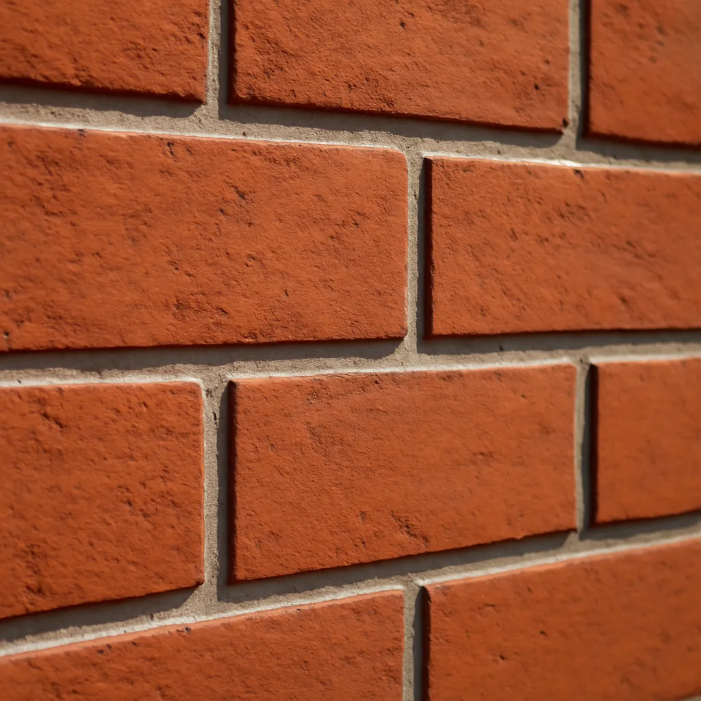 Voorbeeld van knipvoegen - strak en precies voegwerk aan een rode bakstenen muur